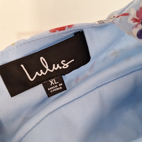 Lulus Afternoon Romance Dusty Blue Floral Print Ruffled Midi Dress Sz XL - Picture 13 of 15